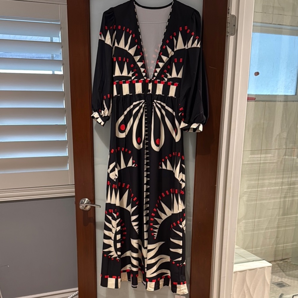 Commense Boho V Neck Split Dress NWT L - Picture 2 of 5